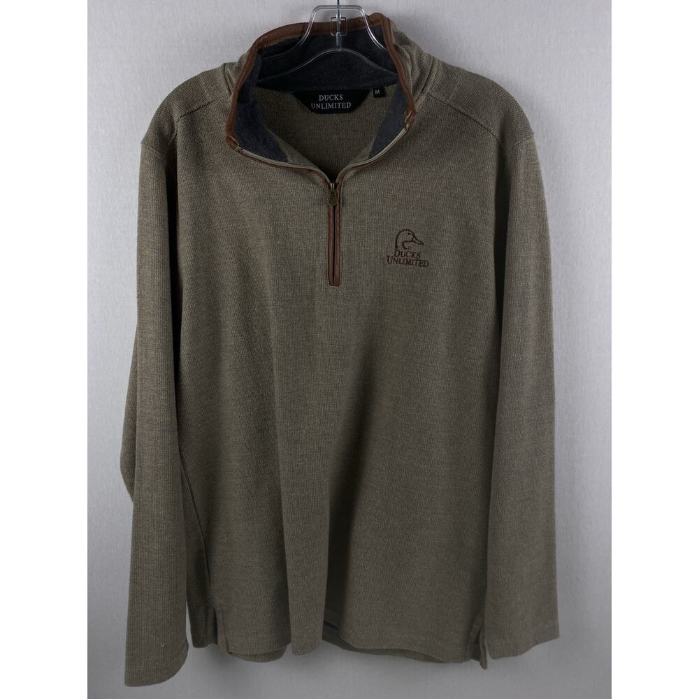 Ducks Unlimited Mens 1/4 Zip Pullover Sweater Size medium Taupe/Tan